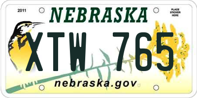 NE license plate XTW765