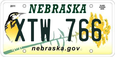 NE license plate XTW766
