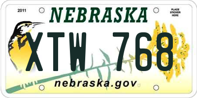NE license plate XTW768