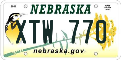 NE license plate XTW770
