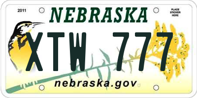 NE license plate XTW777