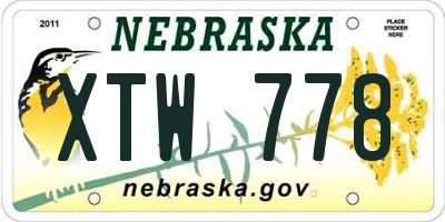 NE license plate XTW778