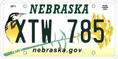 NE license plate XTW785