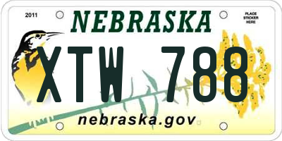 NE license plate XTW788