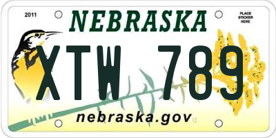 NE license plate XTW789