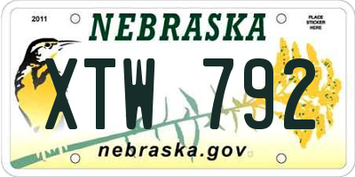 NE license plate XTW792