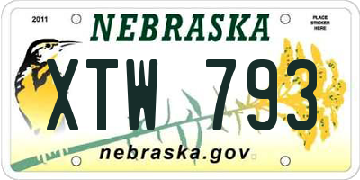 NE license plate XTW793