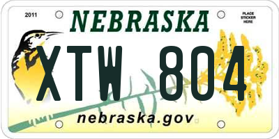 NE license plate XTW804