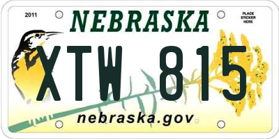 NE license plate XTW815