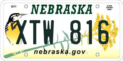 NE license plate XTW816