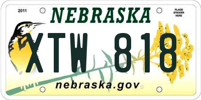 NE license plate XTW818