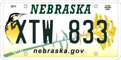NE license plate XTW833