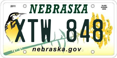 NE license plate XTW848