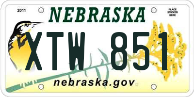 NE license plate XTW851