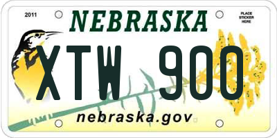 NE license plate XTW900