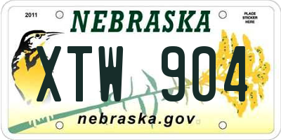 NE license plate XTW904