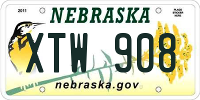 NE license plate XTW908