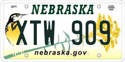 NE license plate XTW909