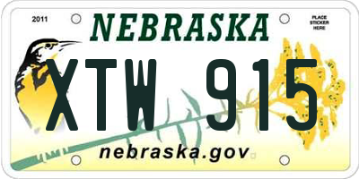 NE license plate XTW915
