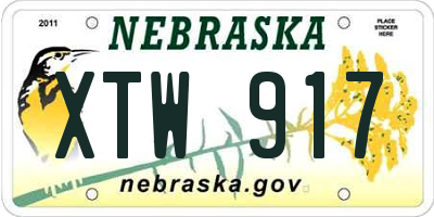 NE license plate XTW917