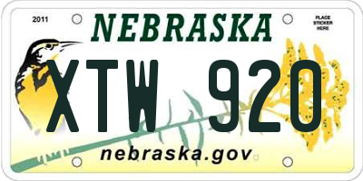 NE license plate XTW920