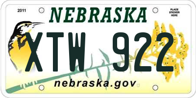 NE license plate XTW922