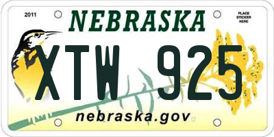 NE license plate XTW925