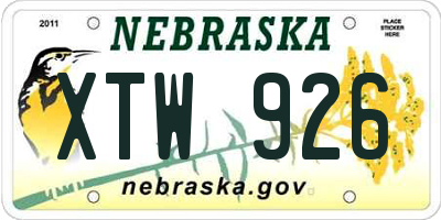 NE license plate XTW926