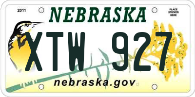 NE license plate XTW927