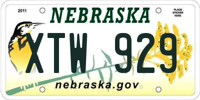 NE license plate XTW929