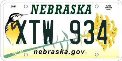 NE license plate XTW934
