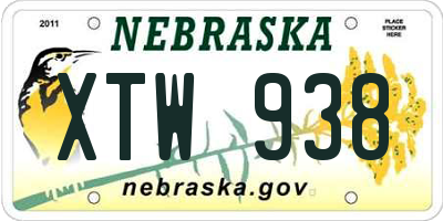 NE license plate XTW938