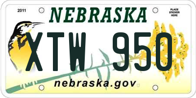 NE license plate XTW950