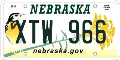 NE license plate XTW966