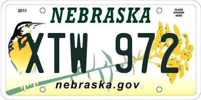 NE license plate XTW972