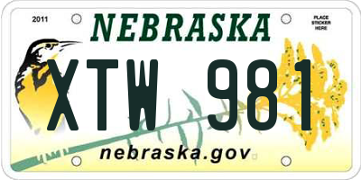 NE license plate XTW981