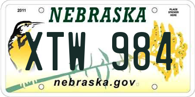 NE license plate XTW984
