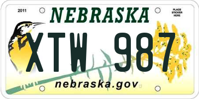 NE license plate XTW987