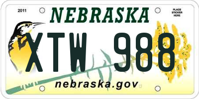 NE license plate XTW988