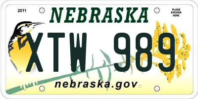 NE license plate XTW989