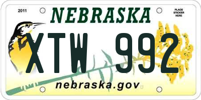 NE license plate XTW992