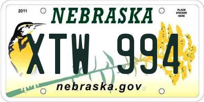 NE license plate XTW994