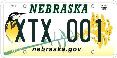 NE license plate XTX001