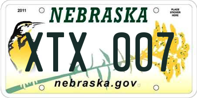 NE license plate XTX007