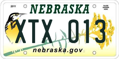 NE license plate XTX013