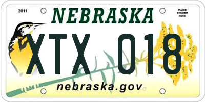 NE license plate XTX018