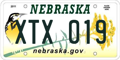 NE license plate XTX019