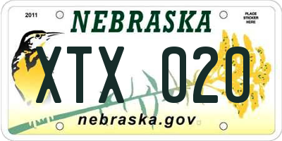 NE license plate XTX020