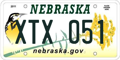 NE license plate XTX051