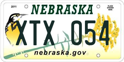 NE license plate XTX054